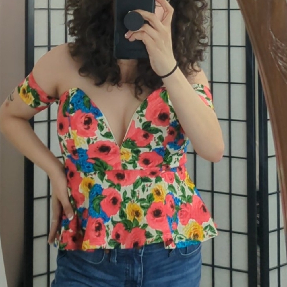 Floral Off-Shoulder Peplum Top